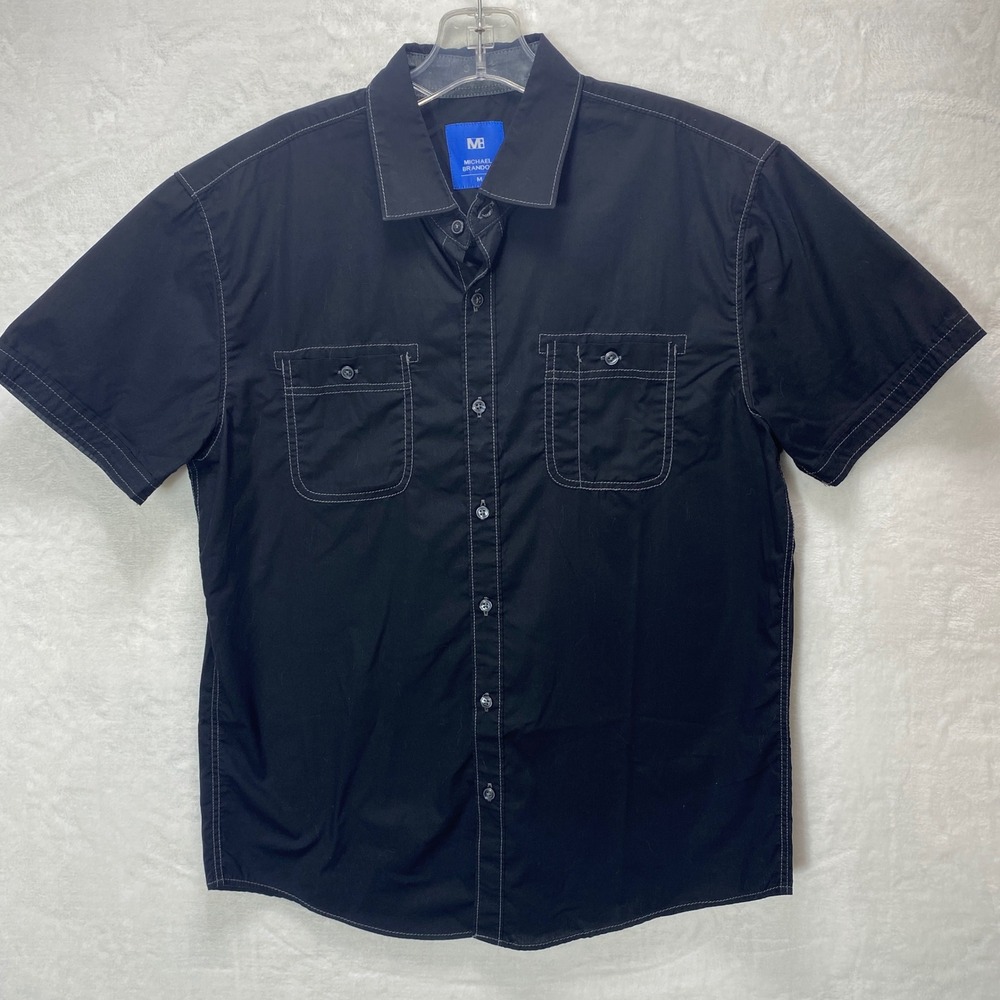 Michael Brandon M Black Button Up Mens Shirt Casual‎